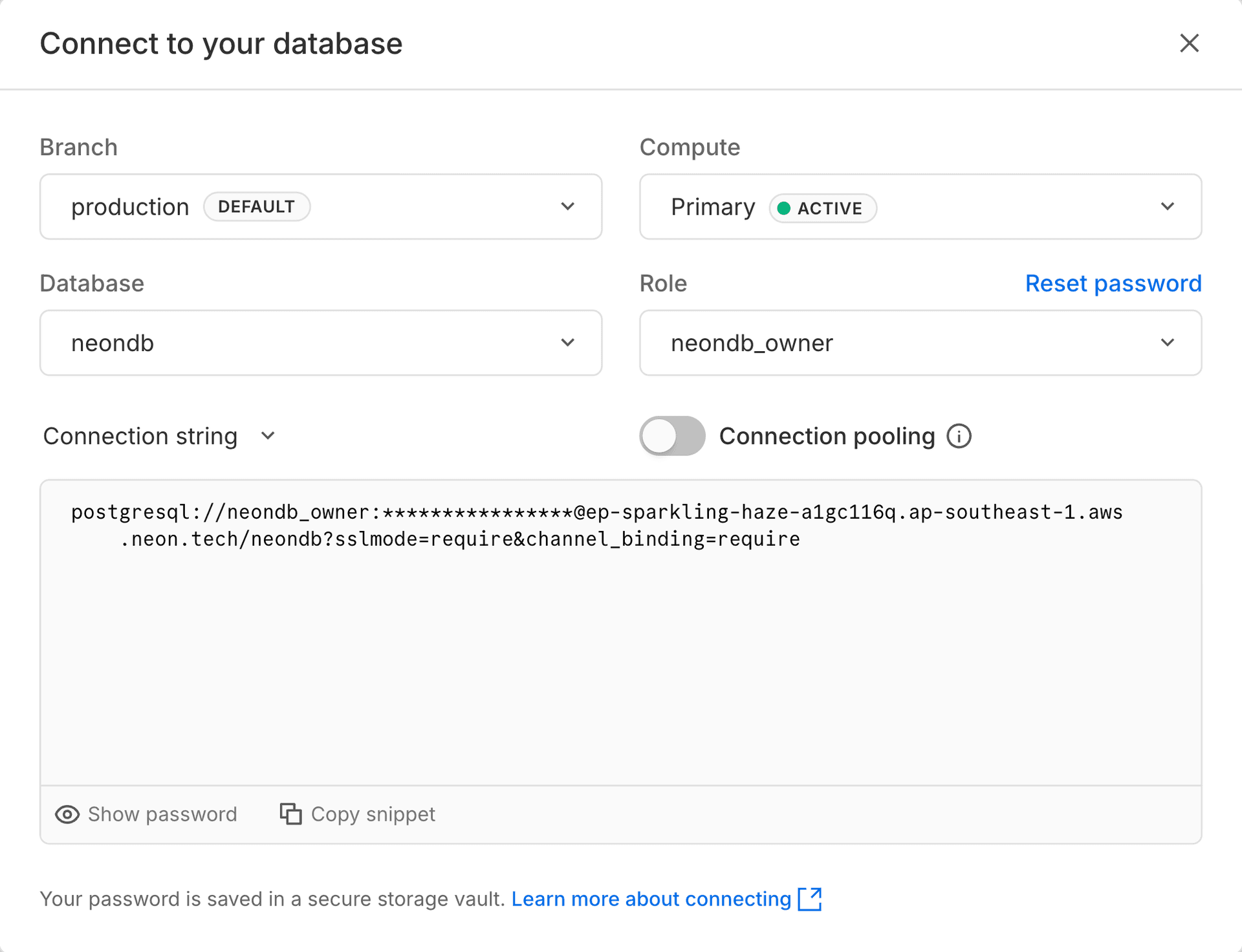 Neon Connection String without pooling