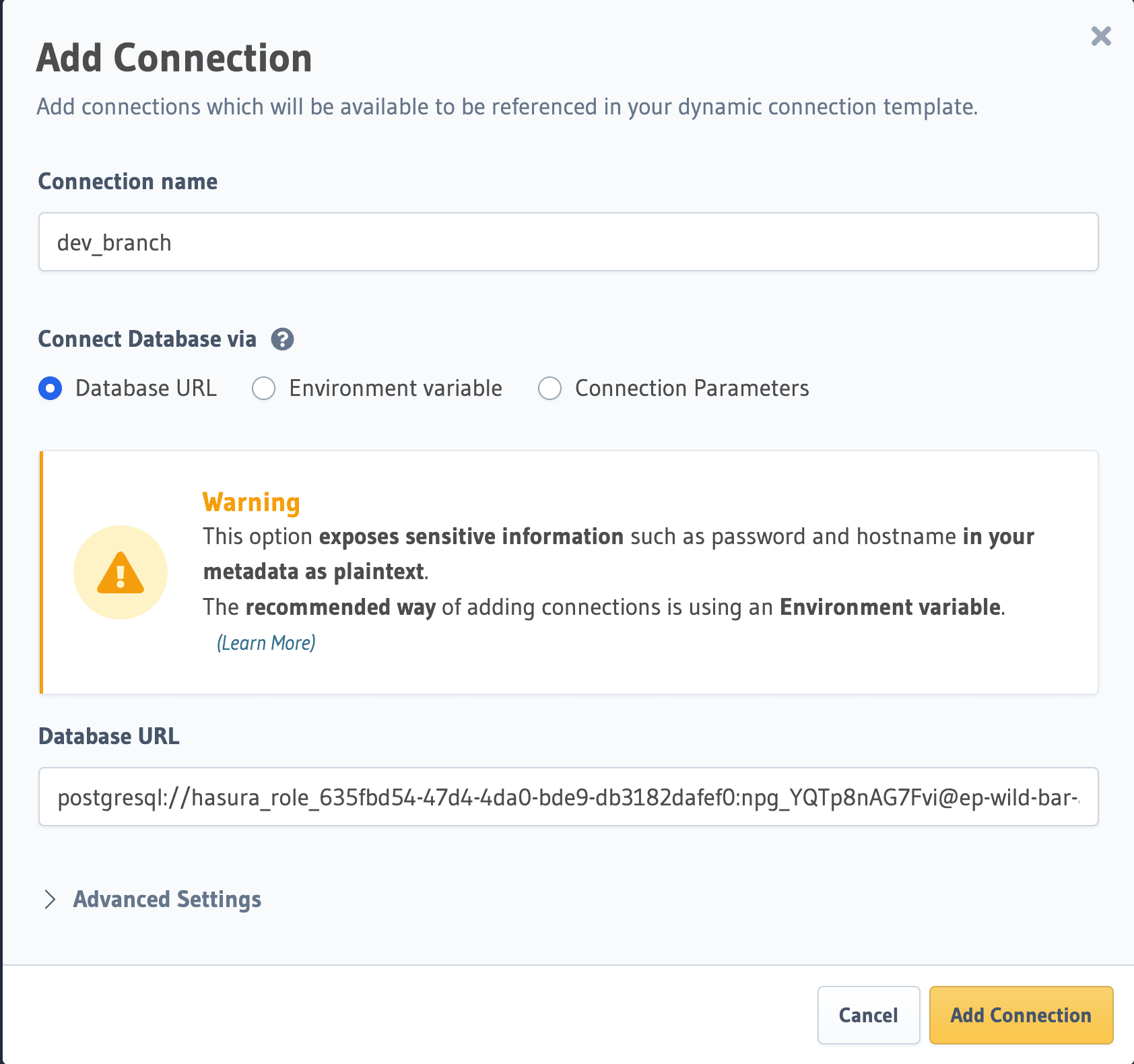 Add Connection Modal